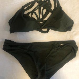 BECCA Color Code Wrap Bikini Set Size L Green